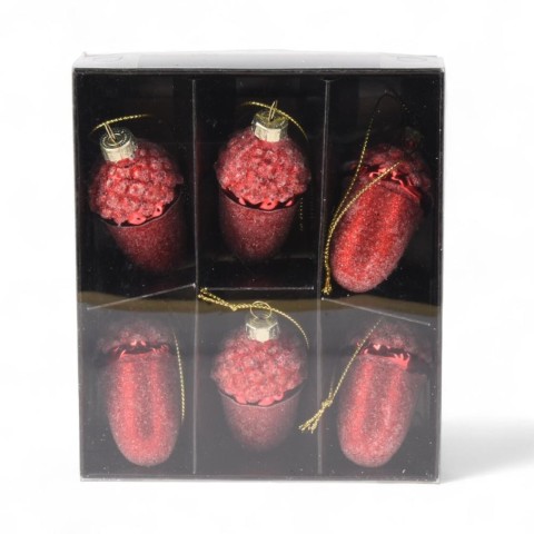 BOX 6 GHIANDE 6CM VETRO VERDE-